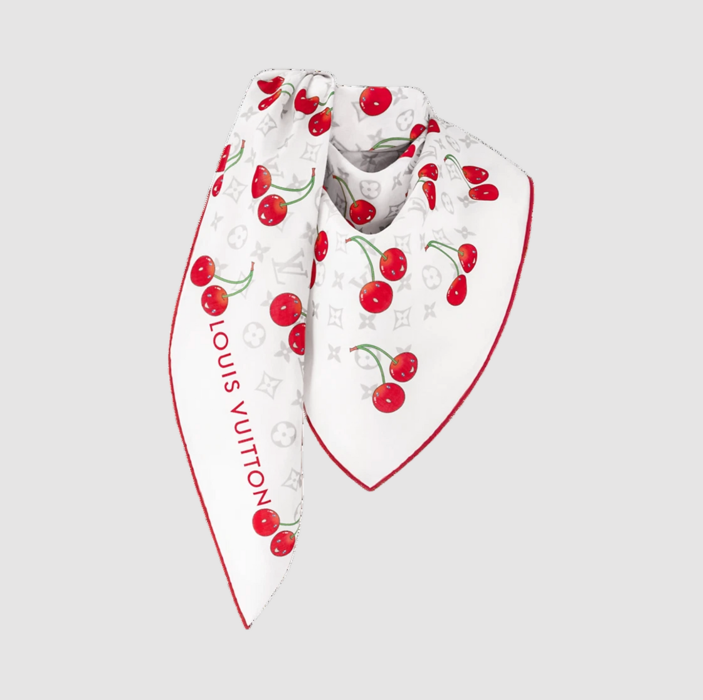 (W) Louis Vuitton x Murakami Takashi Monogram Cerise Shawl White - oldbutgold