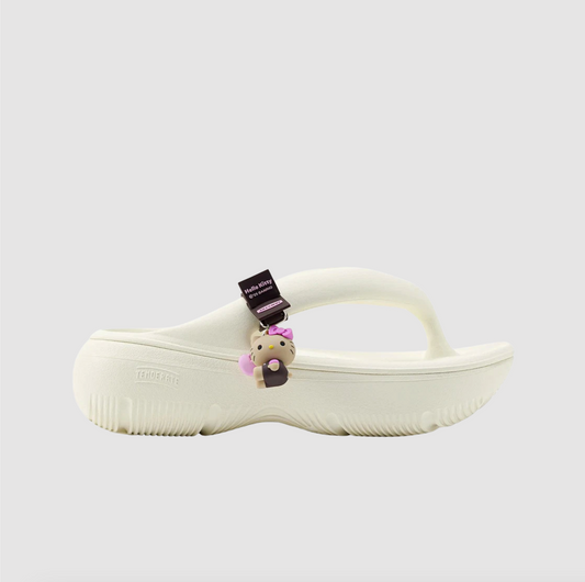Taw&Toe x Sanrio Flip Flop Zerovity Plumpy Tan Hello Kitty Charm Tag Set - Cream