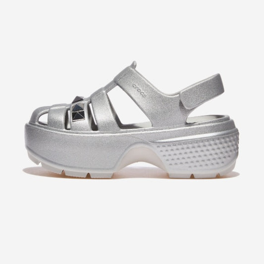Crocs Stomp Stud Metallic Fisherman Sandal - Silver (210409)
