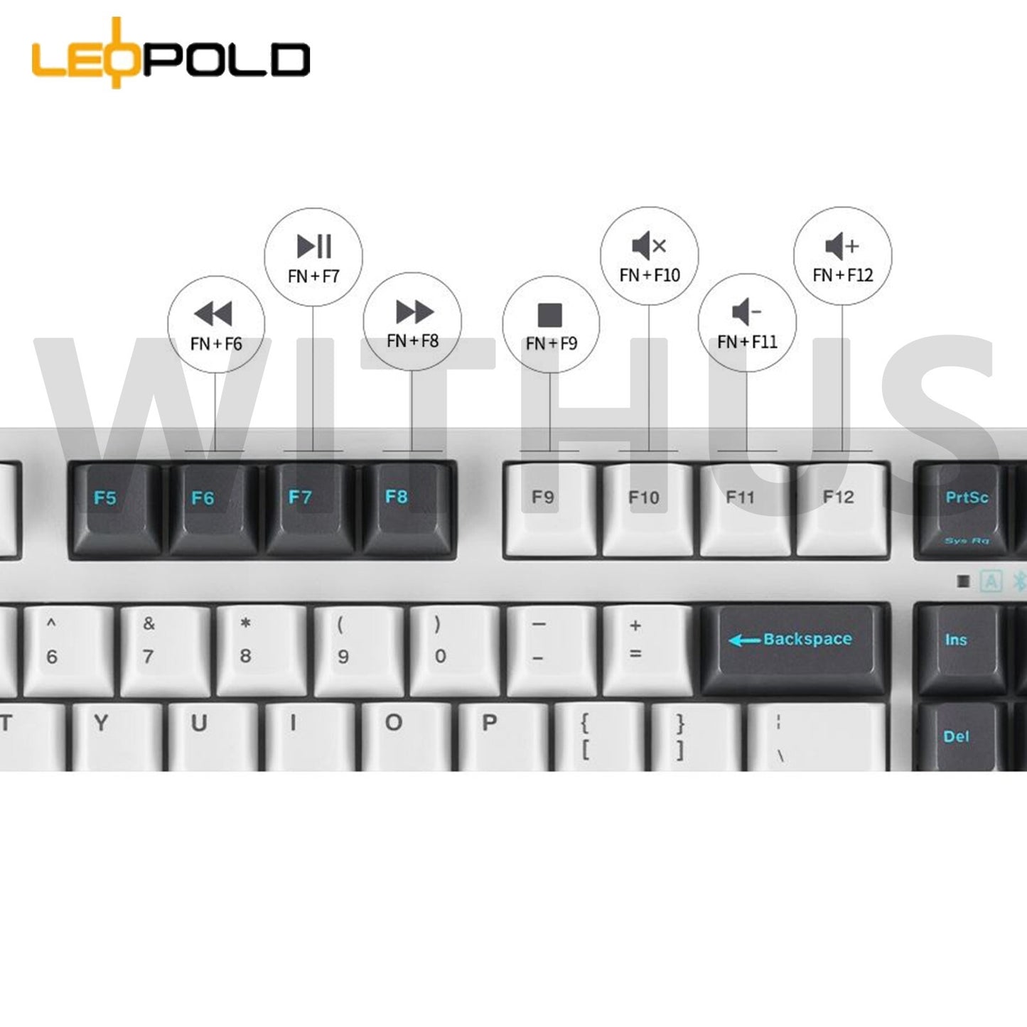 Leopold FC900RBT High-End Mechanical Bluetooth Keyboard Whitegray/50G-