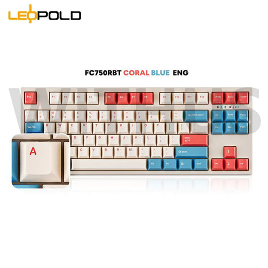 Leopold FC750RBT Coral Blue USB Type C & Bluetooth Keyboard - Eng,Kor-Tracki