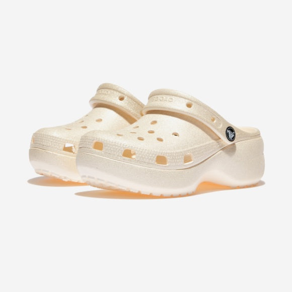 Crocs Classic Platform Glitter Clog - Chalk (207241)